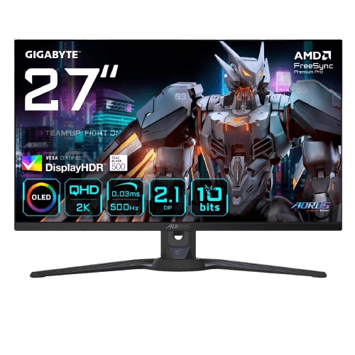 מסך GIGABYTE AORUS FO27Q5P 27 2K QD-OLED 0.03ms 500Hz HDR USB KVM